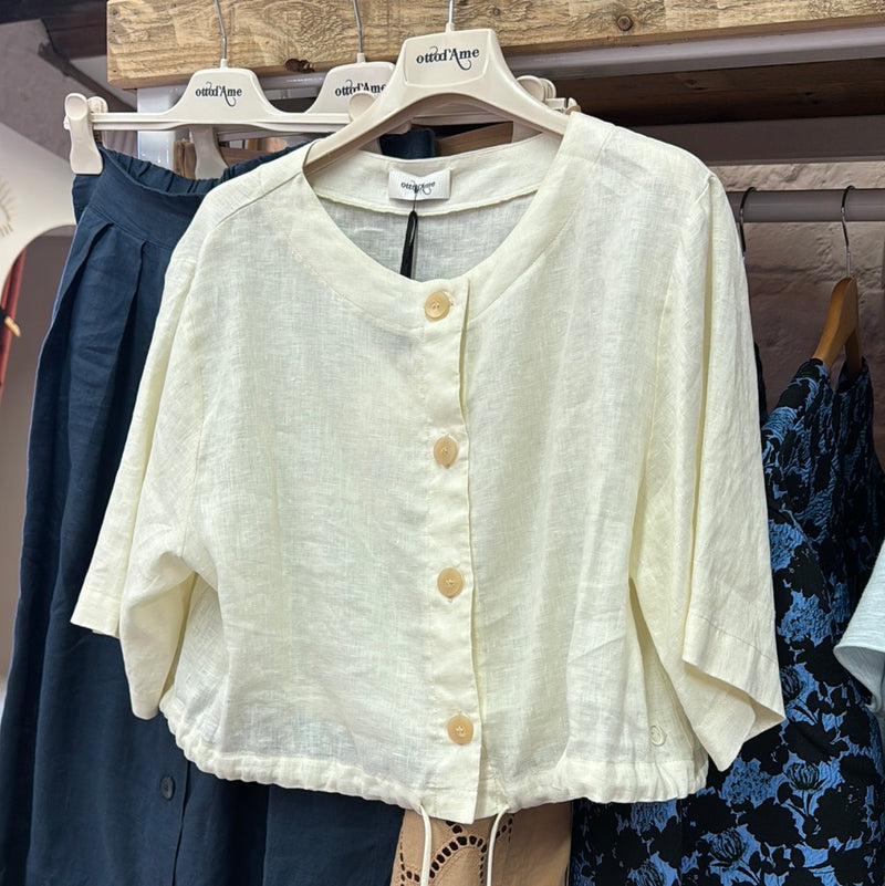Linen Shirt Crop - Vanilla - 40% off