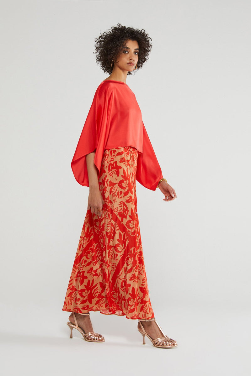 Oriental Skirt - Coral & Beige - 50% off