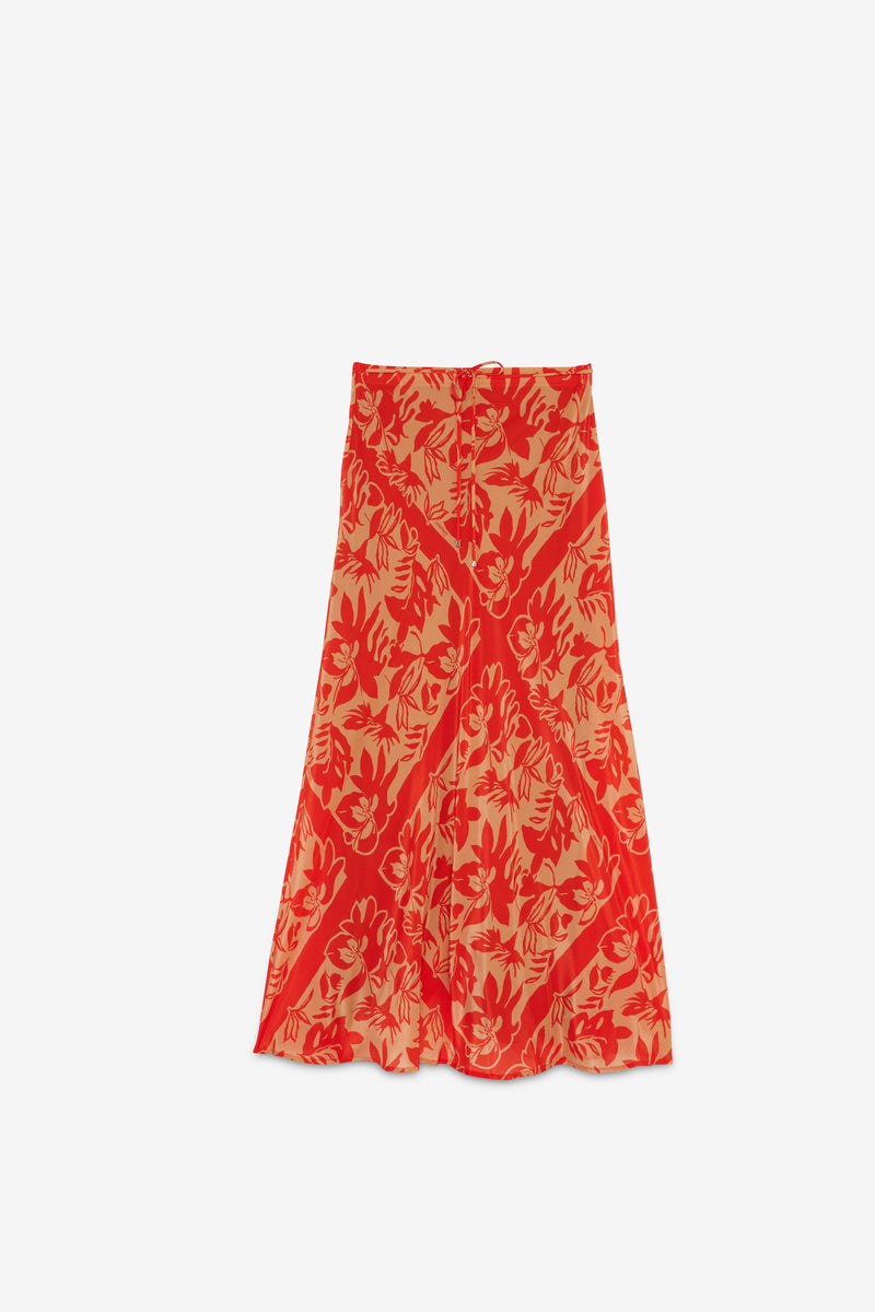 Oriental Skirt - Coral & Beige - 50% off