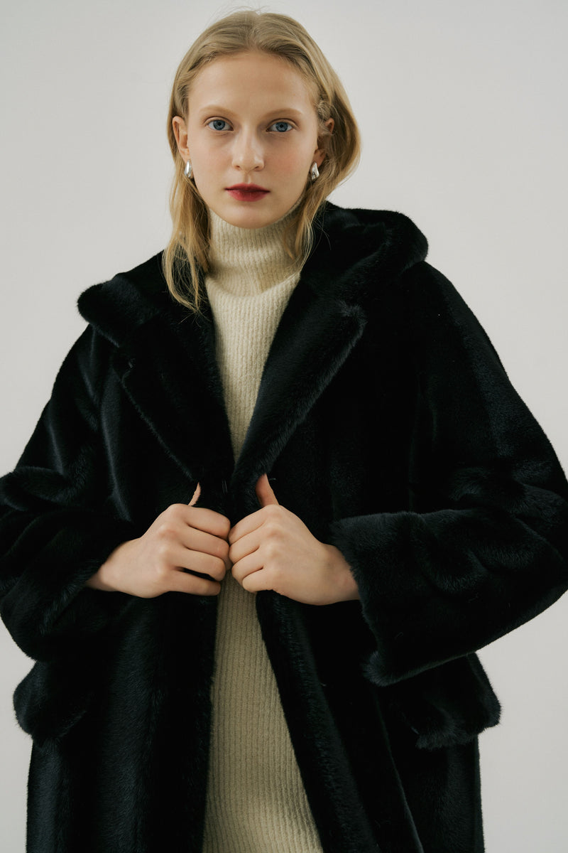Bonnie Faux Fur Coat - Black (60% off)